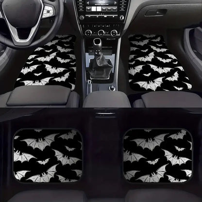 Halloween Car Mats Halloween Scary Bat Pattern Car Floor Mats Black White