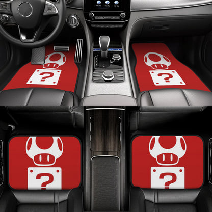 Mario Car Mats Mario Game Items Mushroom And Question Box Graphic Car Floor Mats Red White