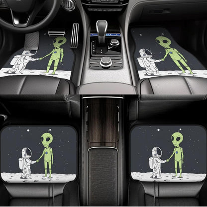 Alien Car Mats Meeting Alien And Astronaut Car Floor Mats Black White