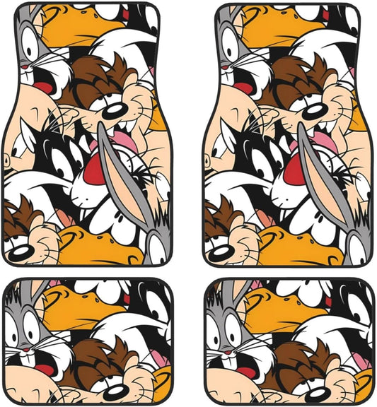 Looney Tunes Car Floor Mats Looney Tunes Characters Faces Doodle Graphic Car Mats
