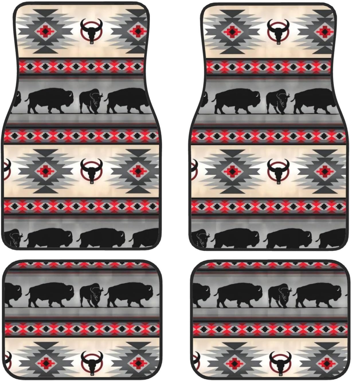 Native American Car Mats Native American Indian Bull Silhoutte Pattern Car Floor Mats Colorful