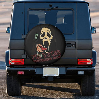 Horror Spare Tire Cover The Scream Ghost I'm Your Boyfriend Now Tire Covers Black