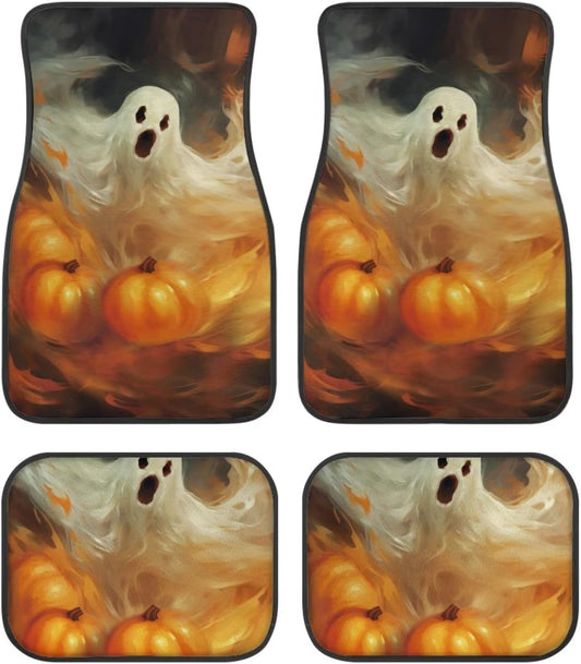 Halloween Car Mats Halloween Ghost From Pumpkin Pattern Car Floor Mats Black Orange