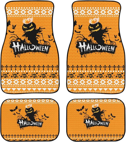 Halloween Car Mats Halloween Pumpkin Ghost Pattern Car Floor Mats Black Orange