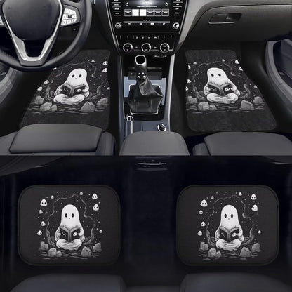 Halloween Car Mats Halloween Ghost Reading Book Car Floor Mats Black White