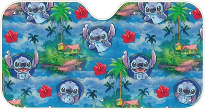 Stitch Car Sun Shade Stitch Home Island Pattern Winshield Sun Shade Blue