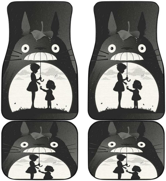 SGhibli Car Mats SGhibli My Neighbor Totoro Silhouette Graphic Car Floor Mats Black White