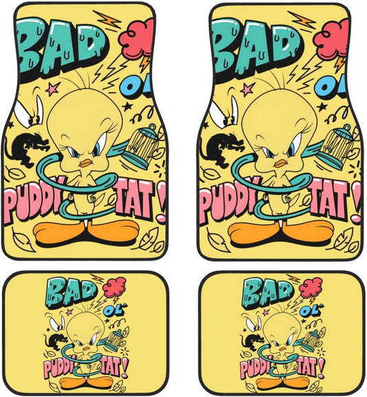 Looney Tunes Car Floor Mats Cool Tweety Bad Puddy Tat Pattern Car Mats