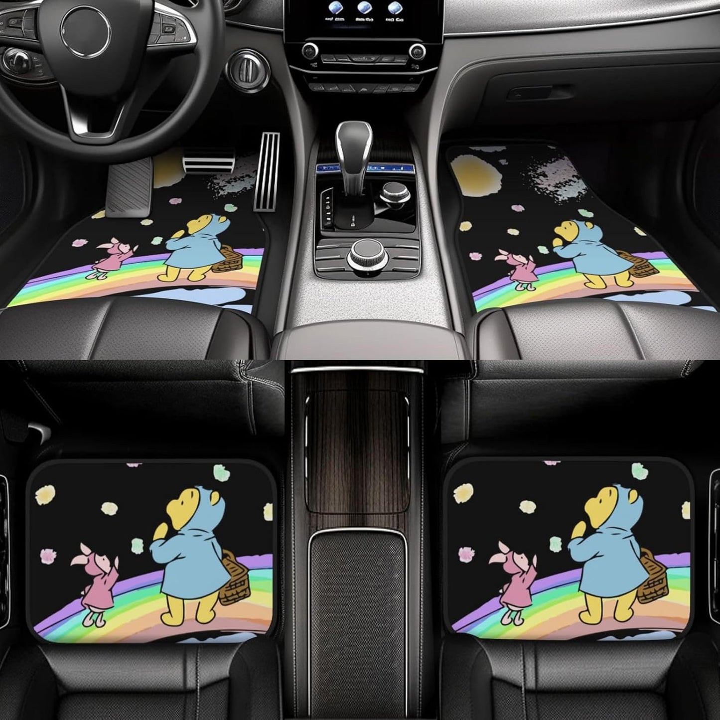 WTP Car Mats WTP And Piglet Rainbow Pattern Car Floor Mats Colorful