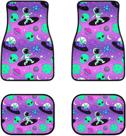 Alien Car Mats Alien Astronaut Planet Pattern Car Floor Mats Colorful