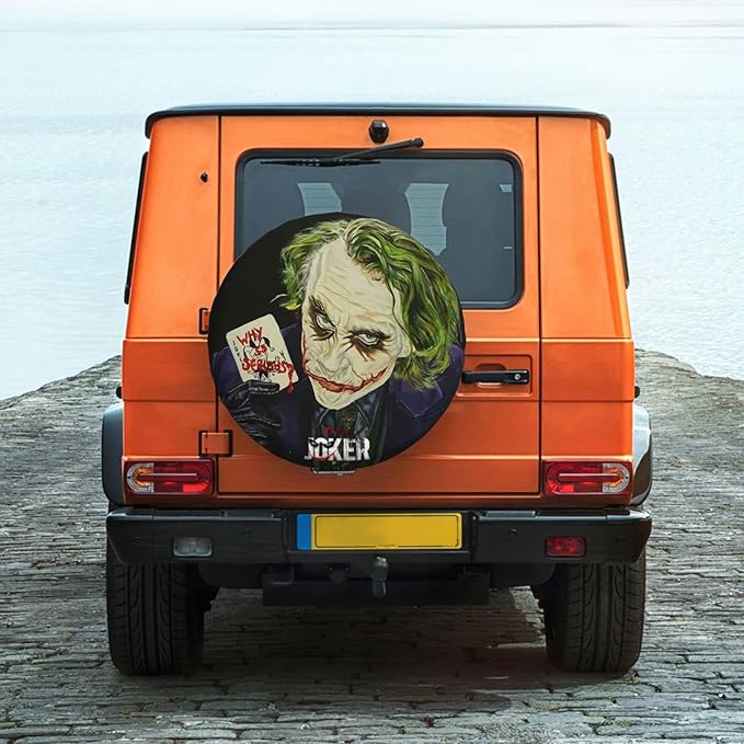 Joker Spare Tire Cover DC Joker With Card Why So Serious Tire Covers Black Green