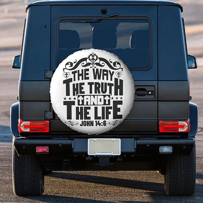 Jesus Spare Tire Cover The Way Truth And The Life Tire Covers White