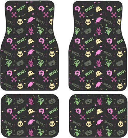 Halloween Car Mats Halloween Boo Ghost Reaper Pattern Car Floor Mats Black