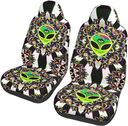 Alien Car Seat Covers Trippy Acid Alien The Third Eye Seat Covers Black White