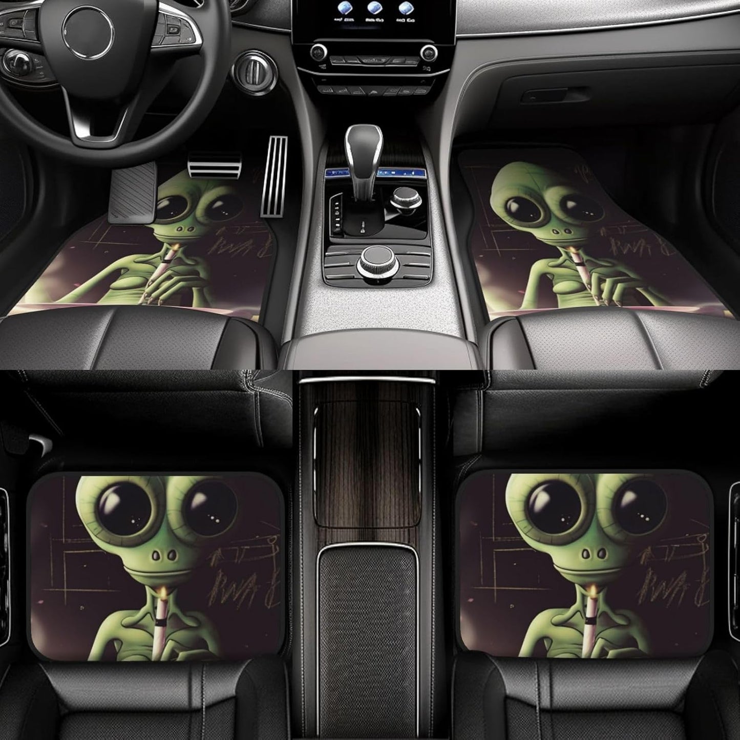 Alien Car Mats Alien Smoking And Cooking Car Floor Mats Black Green