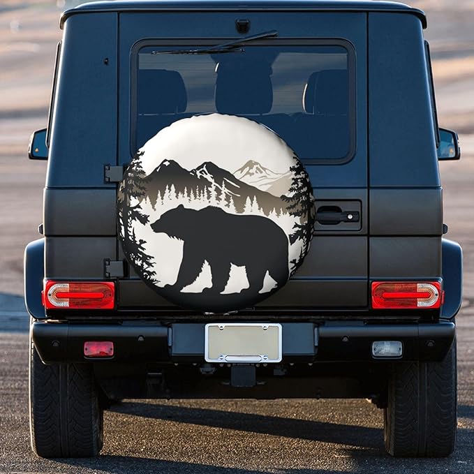 Bear Spare Tire Cover Bear Silhouette And Mountain Tire Covers Black White