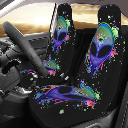 Alien Car Seat Covers Psychedelic Trippy Acid Splatter Alien Seat Covers Colorful