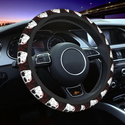 Joker Steering Wheel Cover Joker Villain Face Pattern Driving Wheel Cover Black White