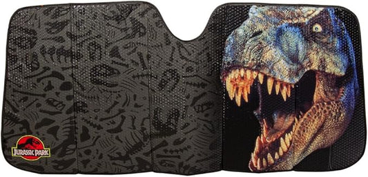 Jurassic Park Car Sun Shade Jurrasic Park Logo Fossil Pattern Winshield Sun Shade Black