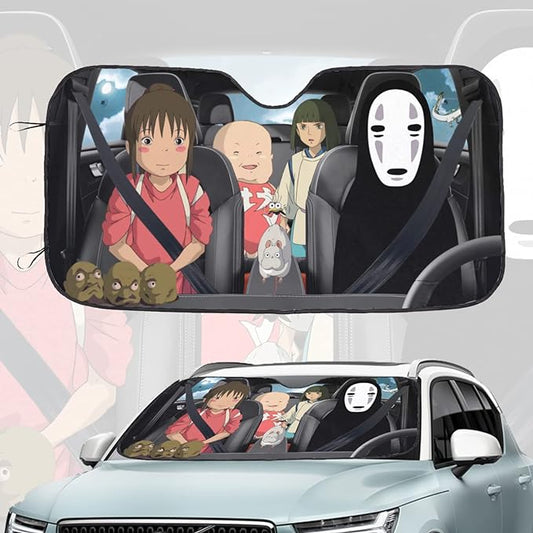 SGhibli Car Sun Shade Spirited Away Characters Graphic Winshield Sun Shade Colorful