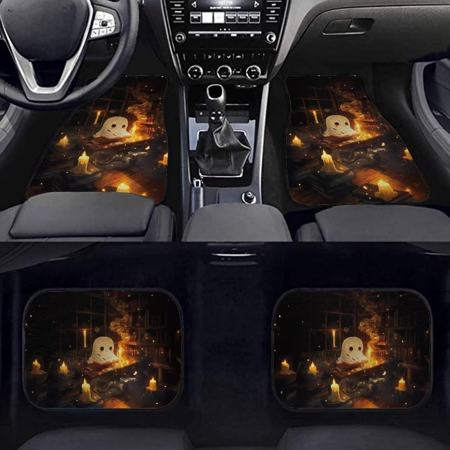 Halloween Car Mats Lovely Halloween Ghost In Library Car Floor Mats Black Orange