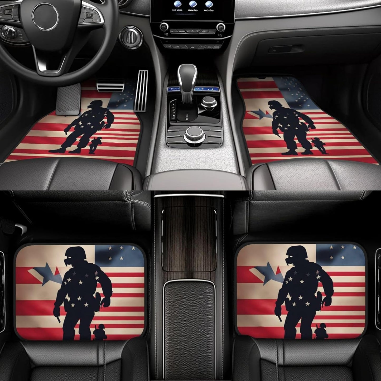 Veteran Car Mats US Military Soldiers Patriotic American Flag Car Floor Mats Blue Red