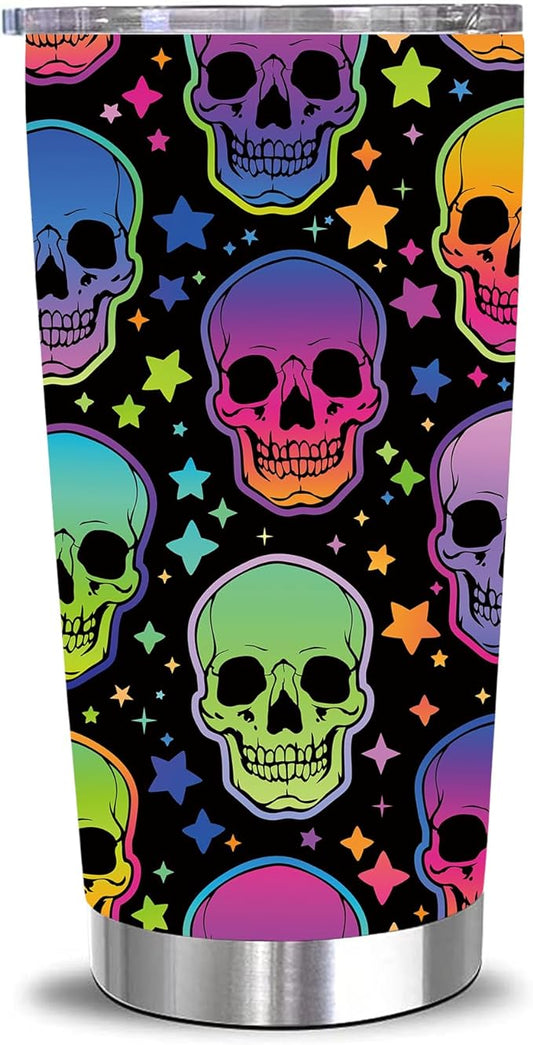 Skull Tumbler Cartoon Skull And Star Pattern Tumbler Cup Colorful