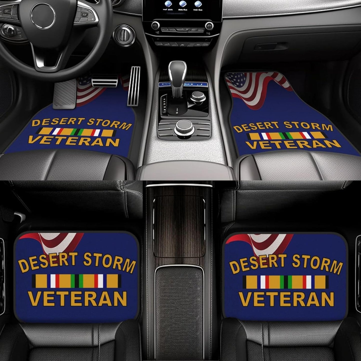 Veteran Car Mats Desert Storm Veteran American Flag Car Floor Mats Colorful