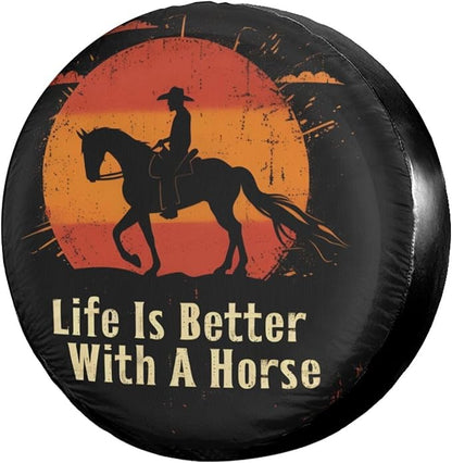 Horse Spare Tire Cover Life Is Better With A Horse Sunset Silhouette Tire Covers Black Orange