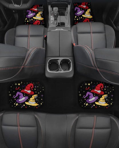 Halloween Car Mats Halloween Witch Hats Bat Pattern Car Floor Mats Colorful