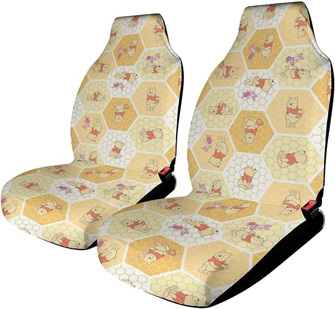 WTP Car Seat Covers Pooh All Poses Honeycomb Pattern Seat Covers Yellow