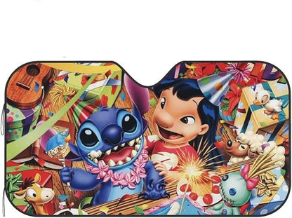 Stitch Car Sun Shade Stitch Ang Lilo Celebrate Birthday Winshield Sun Shade Colorful