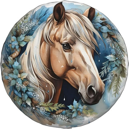 Horse Spare Tire Cover Horse And Flowers Pattern Tire Covers Blue