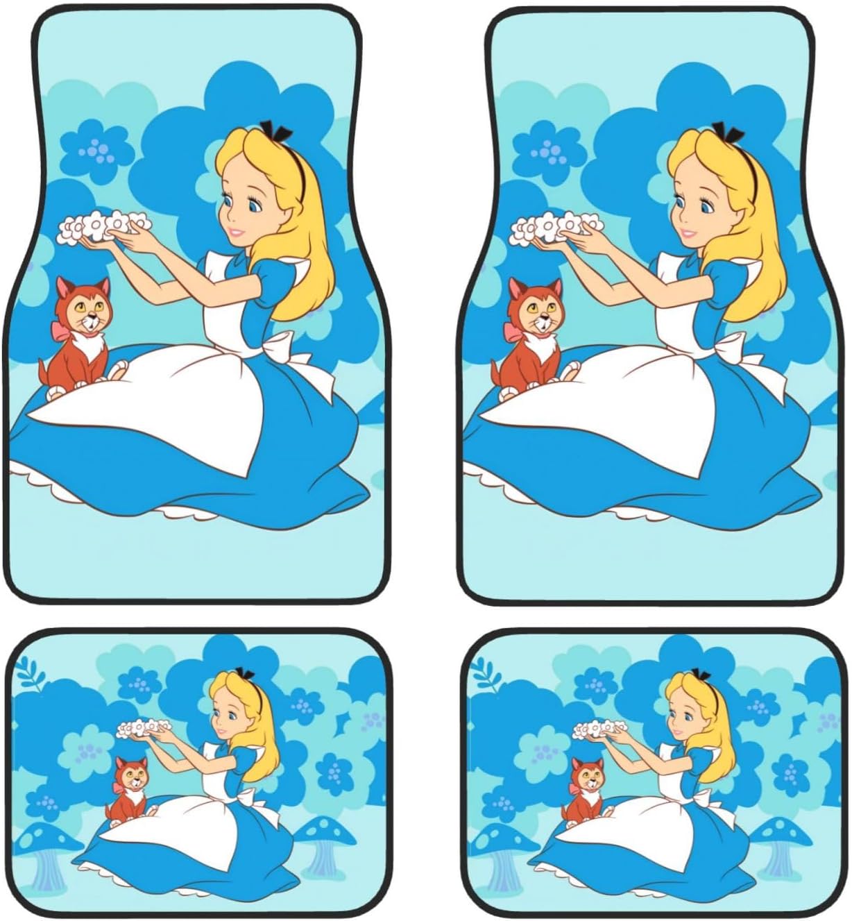 Alice In Wonderland Car Mats Alice Playing With Kitten Car Floor Mats Blue