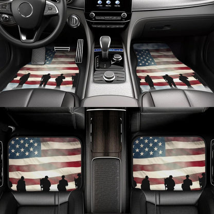 Veteran Car Mats American Flag Veterans In The Misk Car Floor Mats Gray