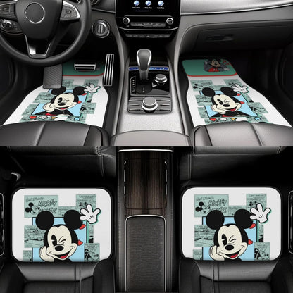 MM Car Mats DN MM Blinking Eye Comic Pattern Car Floor Mats White Green