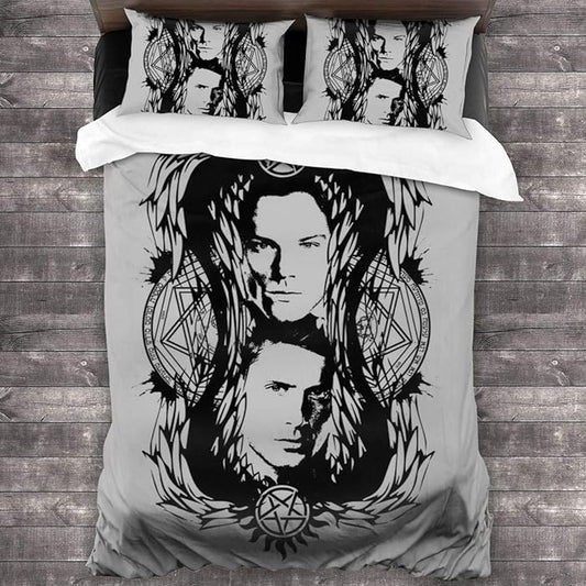 Supernatural Bedding Set Supernatural Sam And Dean Winchester Duvet Covers Gray Unique Gift