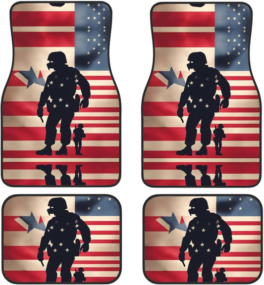 Veteran Car Mats US Military Soldiers Patriotic American Flag Car Floor Mats Blue Red