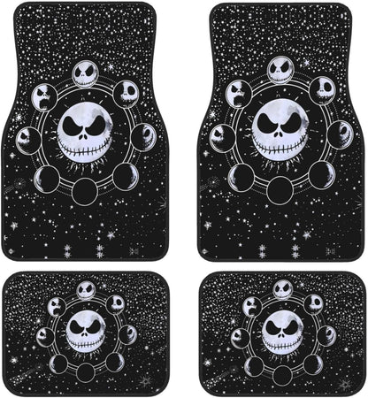 TNBC Car Mats Jack Skellington Face Moon Phases Pattern Car Floor Mats Black