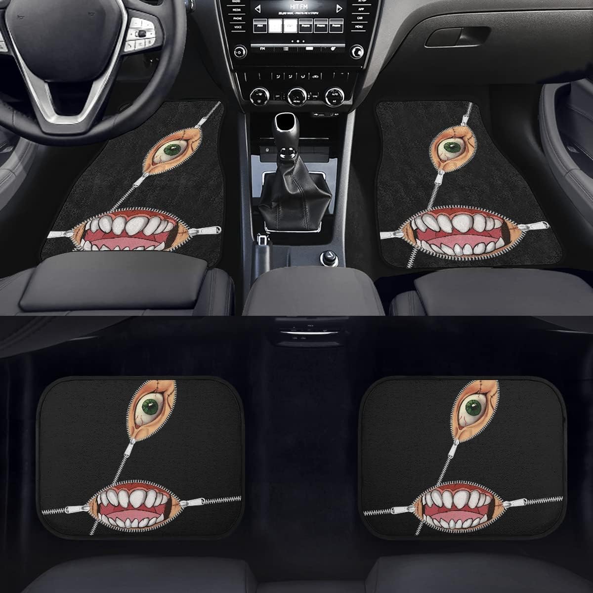 Halloween Car Mats Halloween Scary Zombie Eye Mouth Car Floor Mats Black