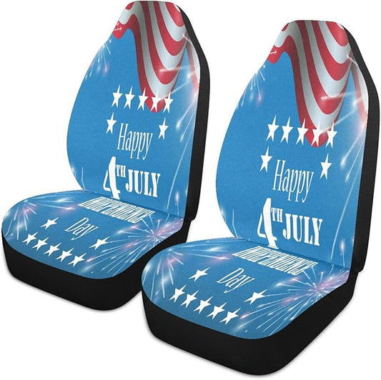 4th Of July Car Seat Covers Happy Independence Day American Flag Seat Covers Blue