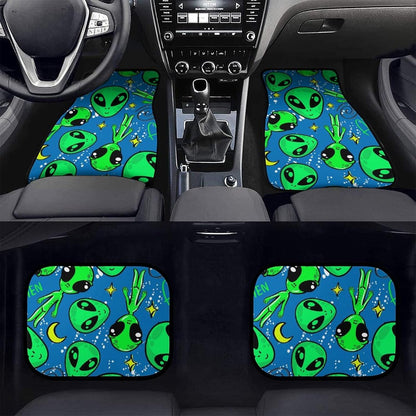 Alien Car Mats Cute Funny Alien In Space Pattern Car Floor Mats Blue Green