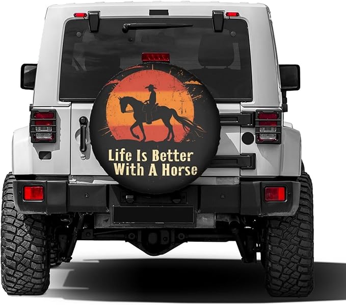 Horse Spare Tire Cover Life Is Better With A Horse Sunset Silhouette Tire Covers Black Orange