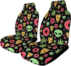 Alien Car Seat Covers Alien Pizza Donut Pattern Seat Covers Colorful