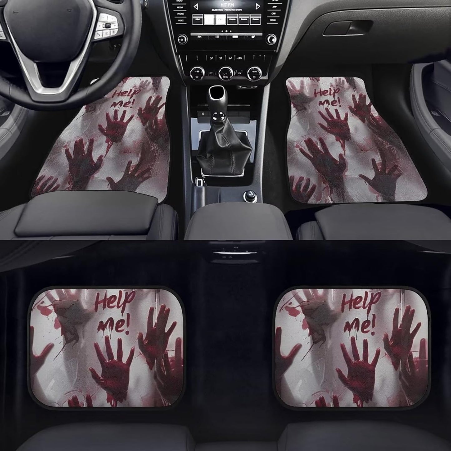 Halloween Car Mats Halloween Bloody Help Me Hands Car Floor Mats Red Gray