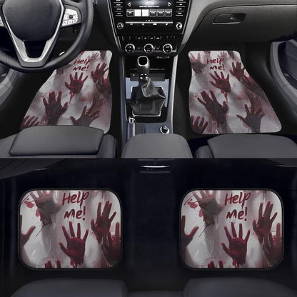 Halloween Car Mats Halloween Bloody Help Me Hands Car Floor Mats Red Gray