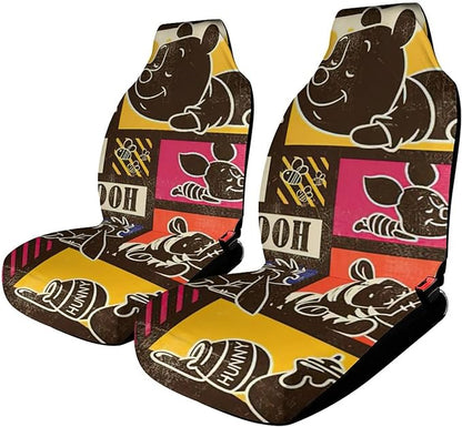 WTP Car Seat Covers Pooh Piglet Tigger Silhouette Seat Covers Brown Red