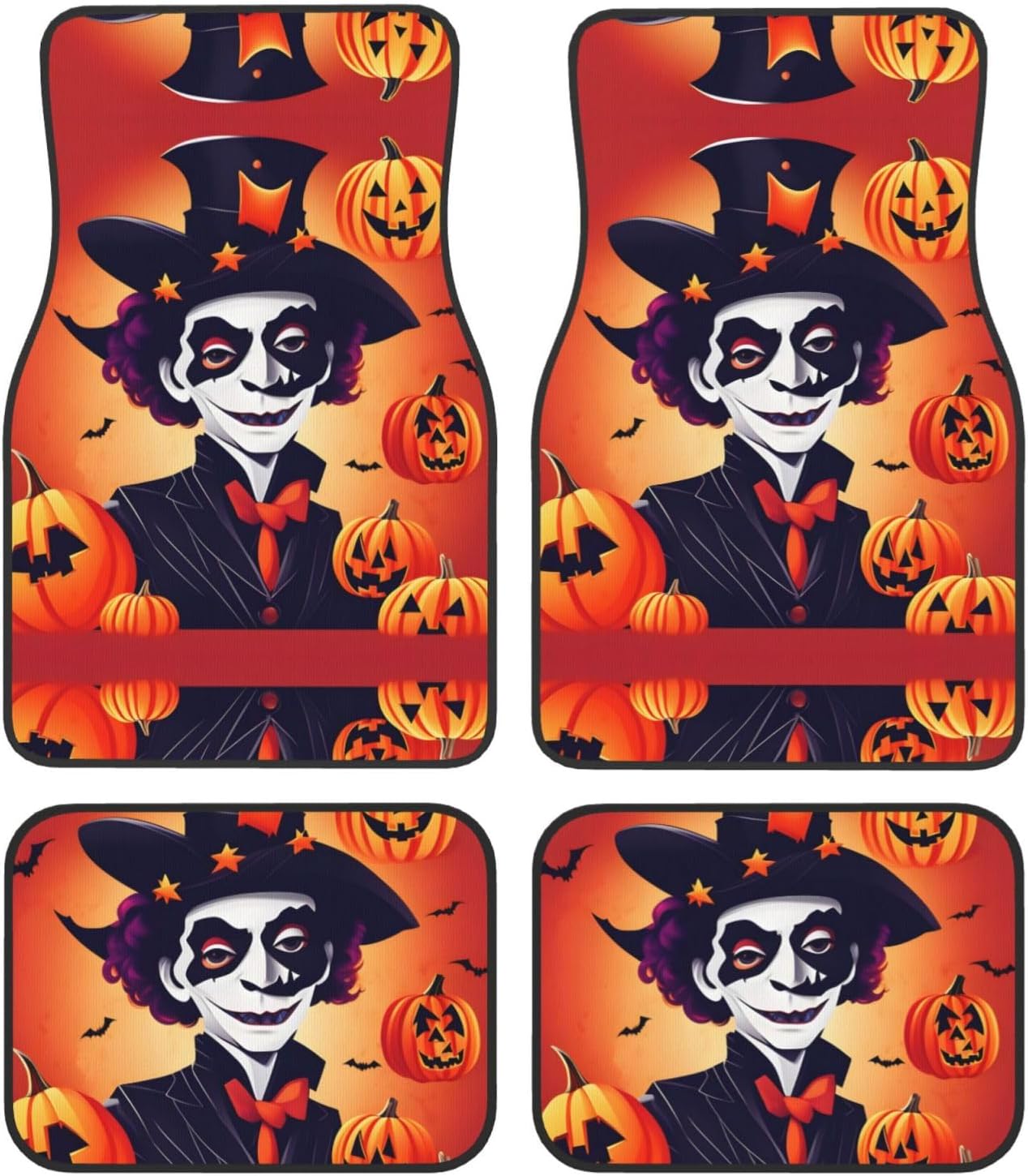 Halloween Car Mats Halloween Creepy Clown Pumpkin Car Floor Mats Black Orange