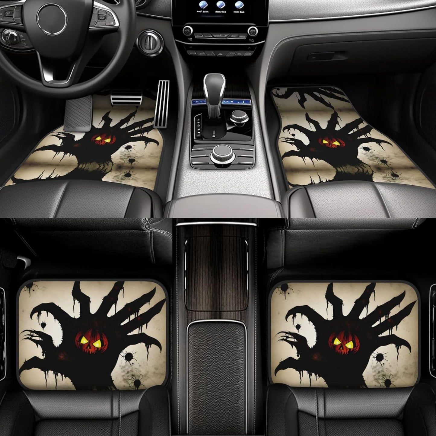 Halloween Car Mats Halloween Scary Ghost Tree Hand Car Floor Mats Black Gray