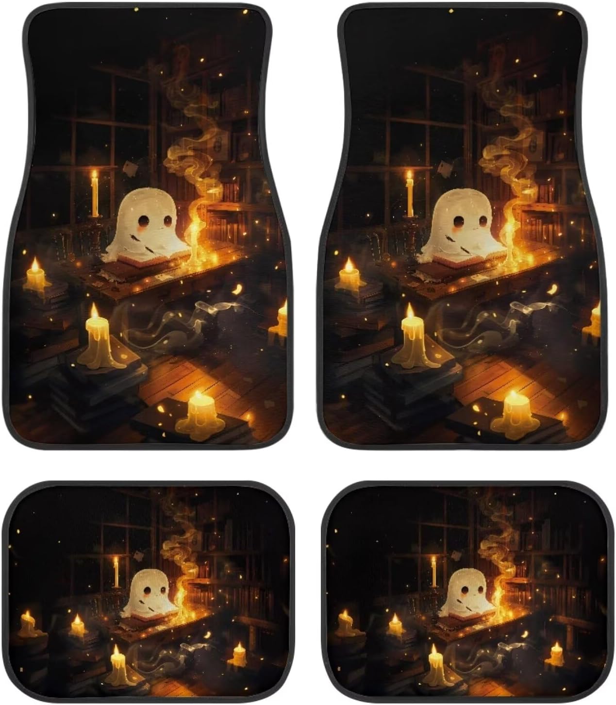 Halloween Car Mats Lovely Halloween Ghost In Library Car Floor Mats Black Orange